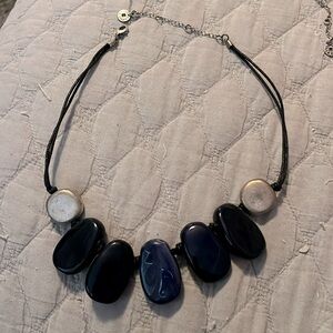 Karma Bella dark blue stone and silver necklace